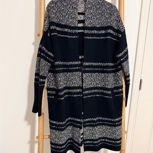Athleta Black and Gray Striped Cardigan